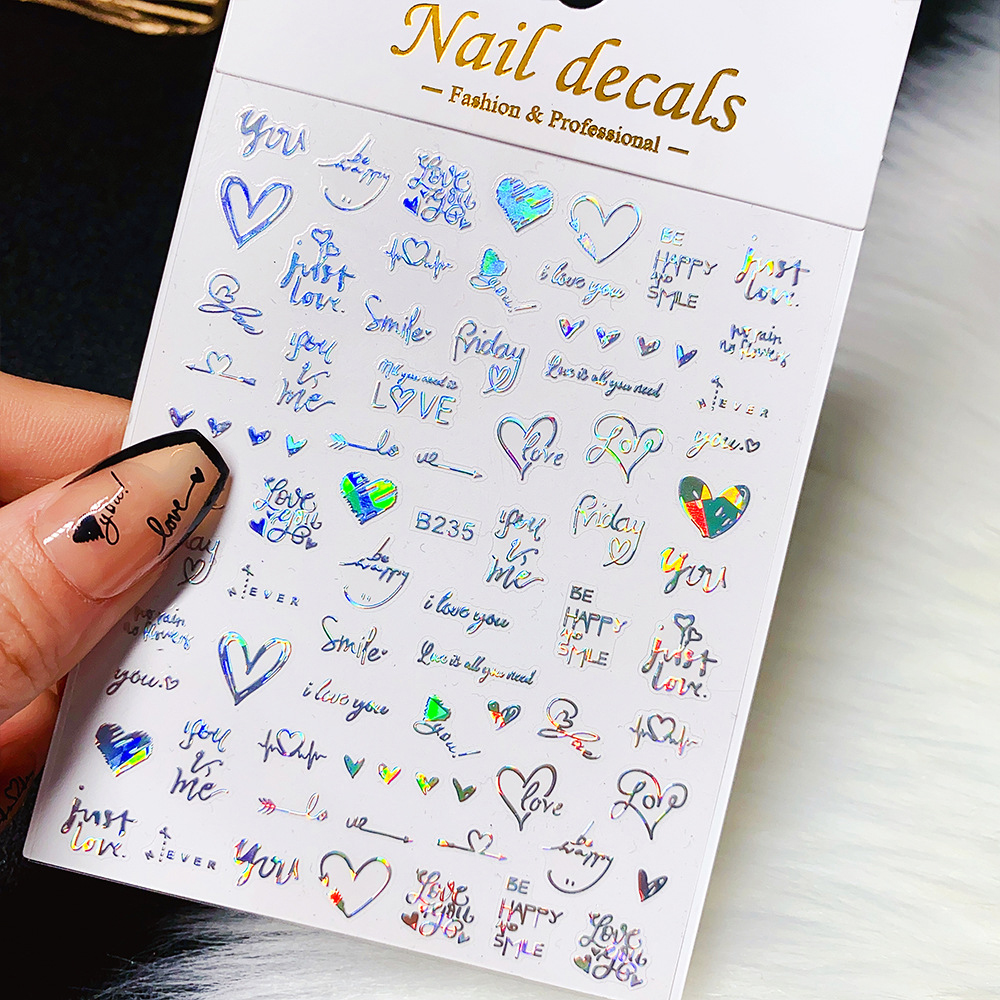 Наклейки Nail Decals B235 (колір: срібло голографік)