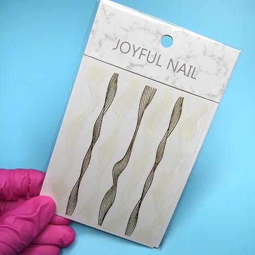 Наклейки Joyful Nail "3D Волны", золото/белые