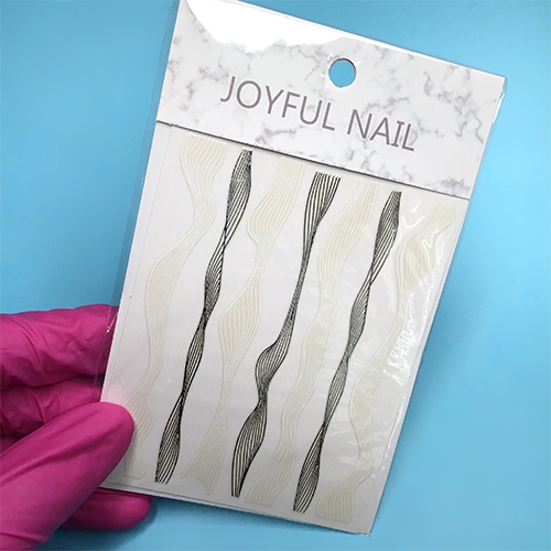 Наклейки Joyful Nail "3D Волны", серебро/белые