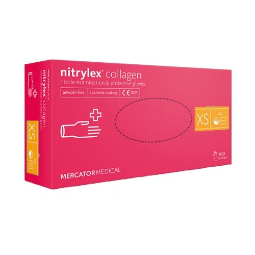 Нитриловые перчатки Nitrylex® PF Collagen, размер XS