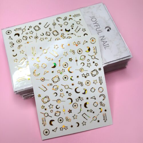 Наклейки Joyful Nail "Космос", золото (голографические)