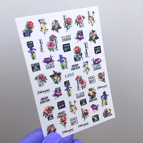 Наклейки Nail Sticker L052, голографик