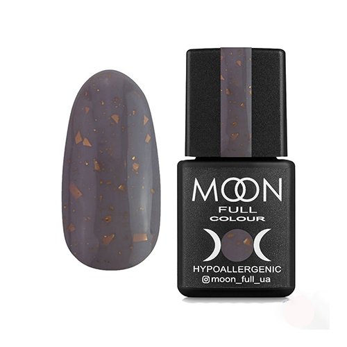 Каучукова база з поталлю Moon Full Leaf Rubber Base №05 (сірий із золотою поталлю), 8 мл