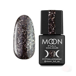 Каучукова база з поталлю Moon Full Leaf Rubber Base №07 (чорний з сріблястою поталлю), 8 мл