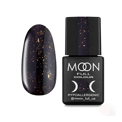 Каучукова база з поталлю Moon Full Leaf Rubber Base №06 (чорний з золотою поталлю), 8 мл