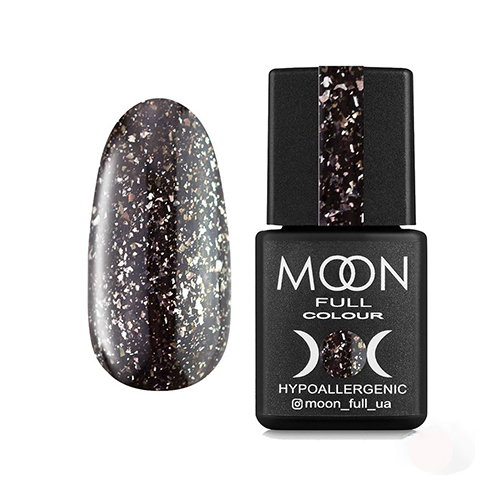 Каучукова база з поталлю Moon Full Leaf Rubber Base №07 (чорний з сріблястою поталлю), 8 мл