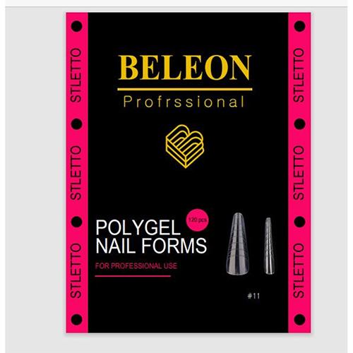 Верхние формы BELEON для наращивания ногтей Styletto, 120 шт