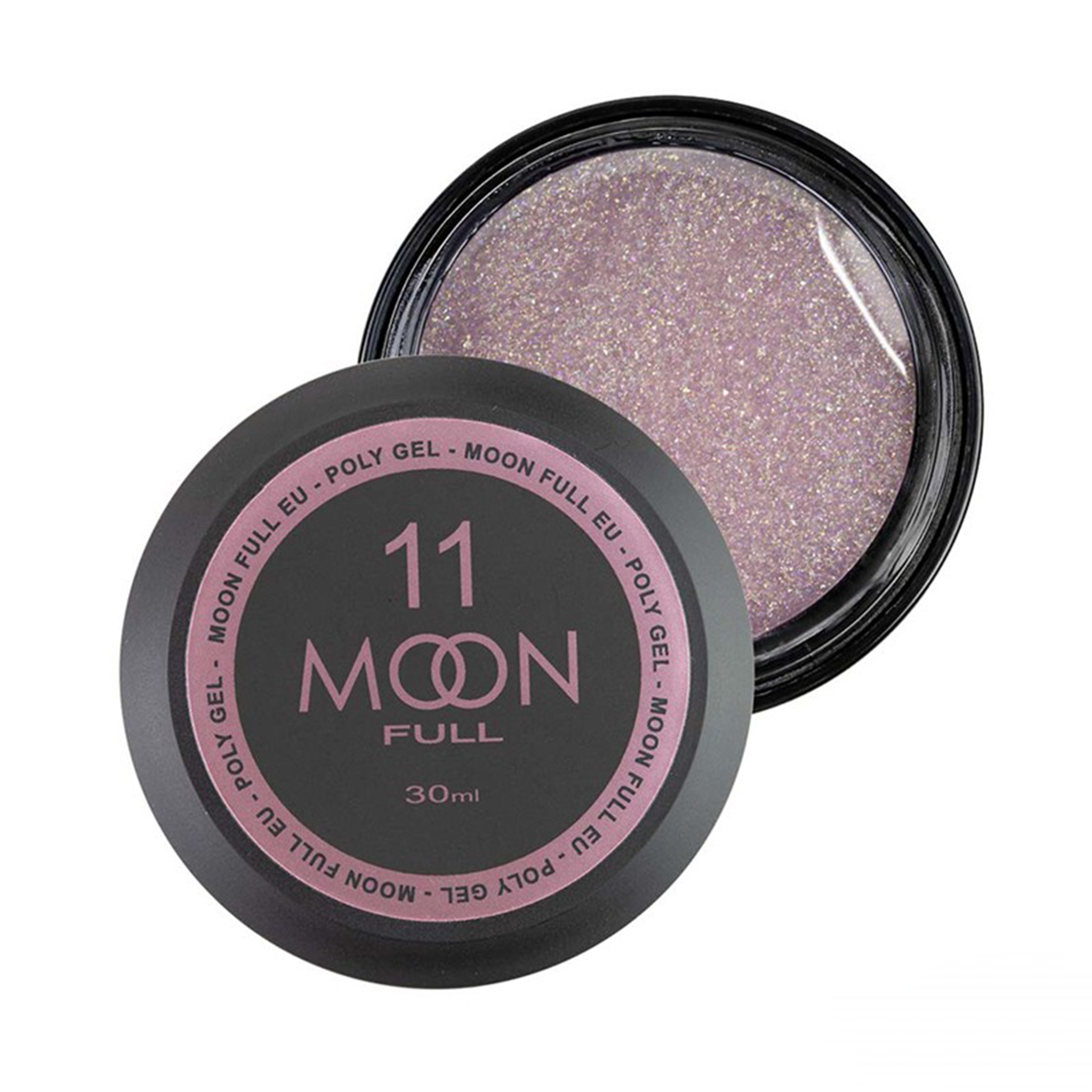 Полігель для нарощування нігтів Moon Full Poly Gel №11 легкий рожевий з шиммером, 30 мл