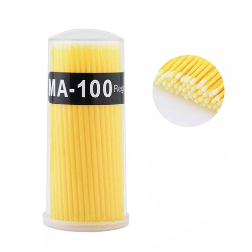 Мікробраші в тубусі Ultrafine МА-100, 100 шт (жовті)
