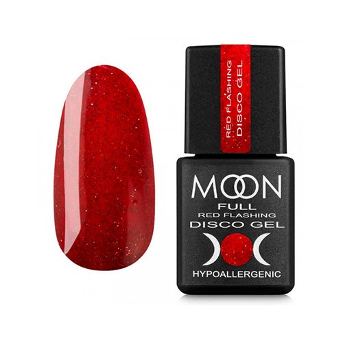 Гель-лак світловідбиваючий Moon Full №FD06 Red Flashing Disco, 8 мл (червоний з шиммером)