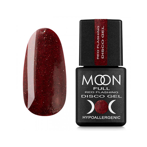 Гель-лак світловідбиваючий Moon Full №FD08 Red Flashing Disco, 8 мл (бордовий з шиммером)