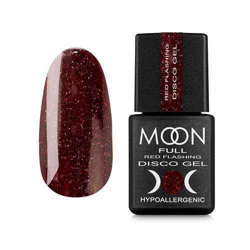 Гель-лак світловідбиваючий Moon Full №FD09 Red Flashing Disco, 8 мл (бордовий з шиммером)