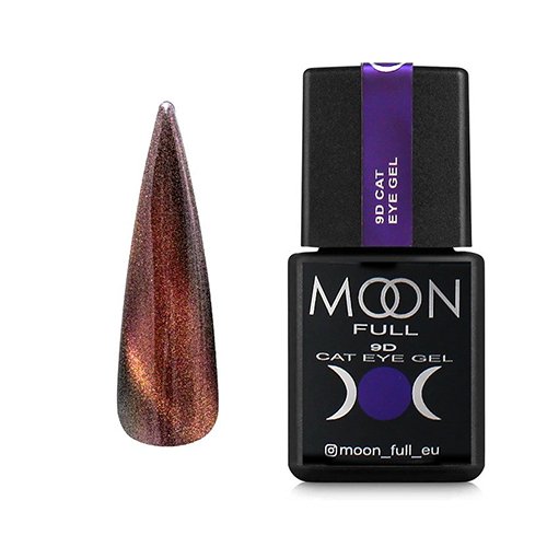 Гель-лак Moon Full 9D Cat Eye 002 шоколадний із золотом, 8 мл