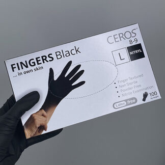 Нітрилові рукавички Ceros Black розмір L 3.5 г (100 шт), чорні
