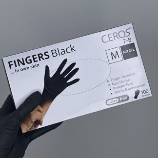 Нітрилові рукавички Ceros Black розмір M 3.5 г (100 шт), чорні