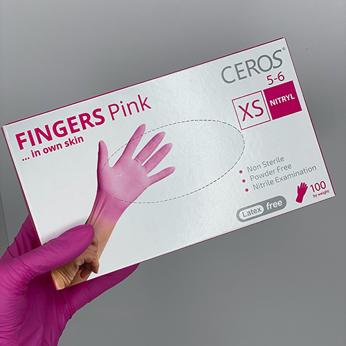 Нітрилові рукавички Ceros Pink розмір XS 3.5 г (100 шт), рожеві