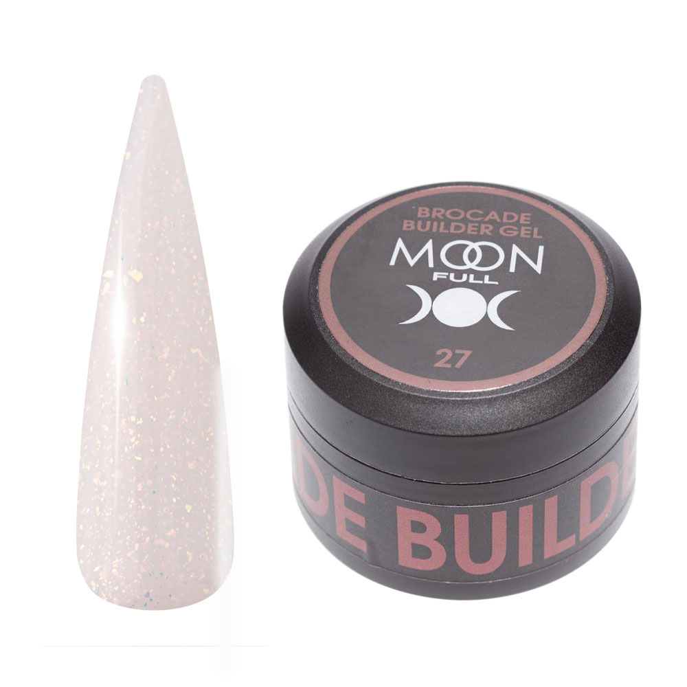 Моделюючий гель Moon Full Brocade Builder Gel з поталлю №027, 30 мл