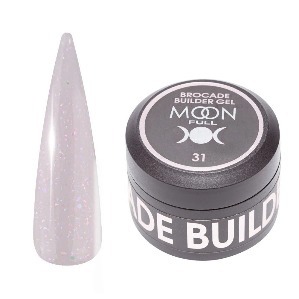 Моделюючий гель Moon Full Brocade Builder Gel з поталлю №031, 30 мл