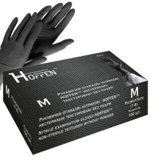 Нітрилові рукавички HOFFEN розмір M (50 пар/уп), чорні