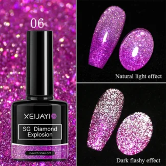 Термо світловідбиваючий гель-лак XEIJAYI SG Diamond Explosion 06, 7.3 мл