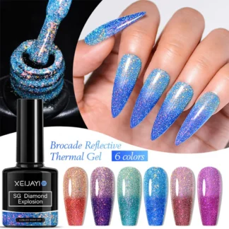 Термо світловідбиваючі гель-лаки XEIJAYI SG Diamond Explosion