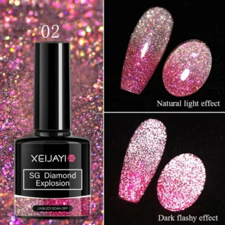 Термо світловідбиваючий гель-лак XEIJAYI SG Diamond Explosion 02, 7.3 мл