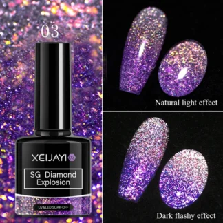 Термо світловідбиваючий гель-лак XEIJAYI SG Diamond Explosion 03, 7.3 мл