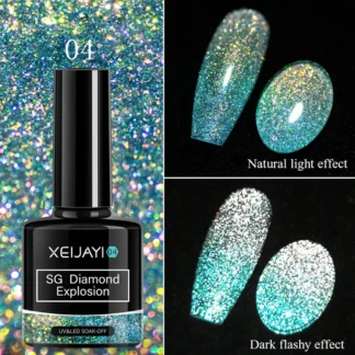 Термо світловідбиваючий гель-лак XEIJAYI SG Diamond Explosion 04, 7.3 мл