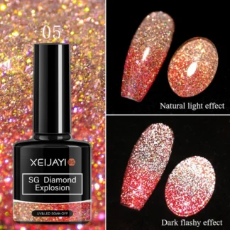 Термо світловідбиваючий гель-лак XEIJAYI SG Diamond Explosion 05, 7.3 мл
