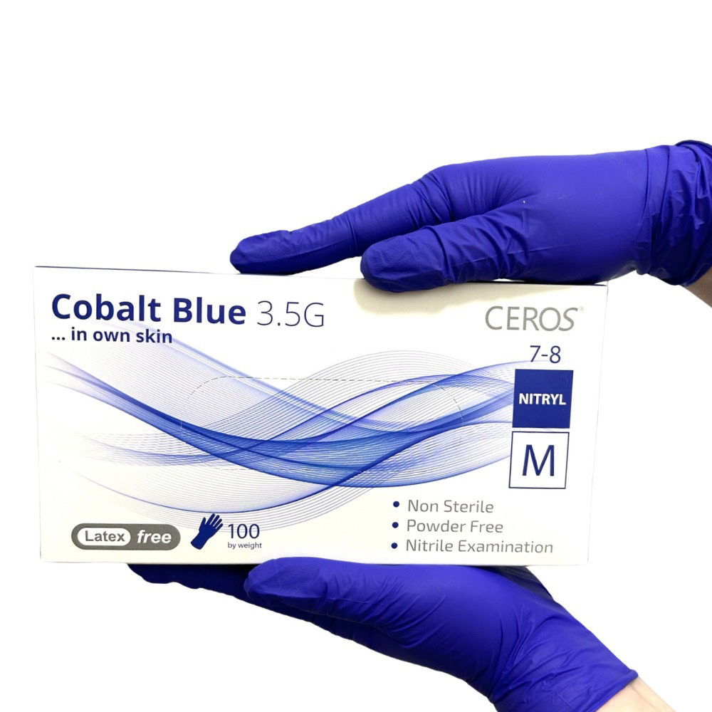 Нітрилові рукавички Ceros Cobalt Blue розмір XS 3.0 г (50 пар/уп), сині