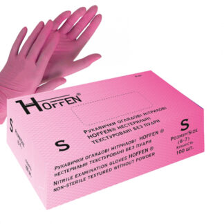 Нітрилові рукавички Hoffen Pink розмір S 3.5 г (100 шт), рожеві