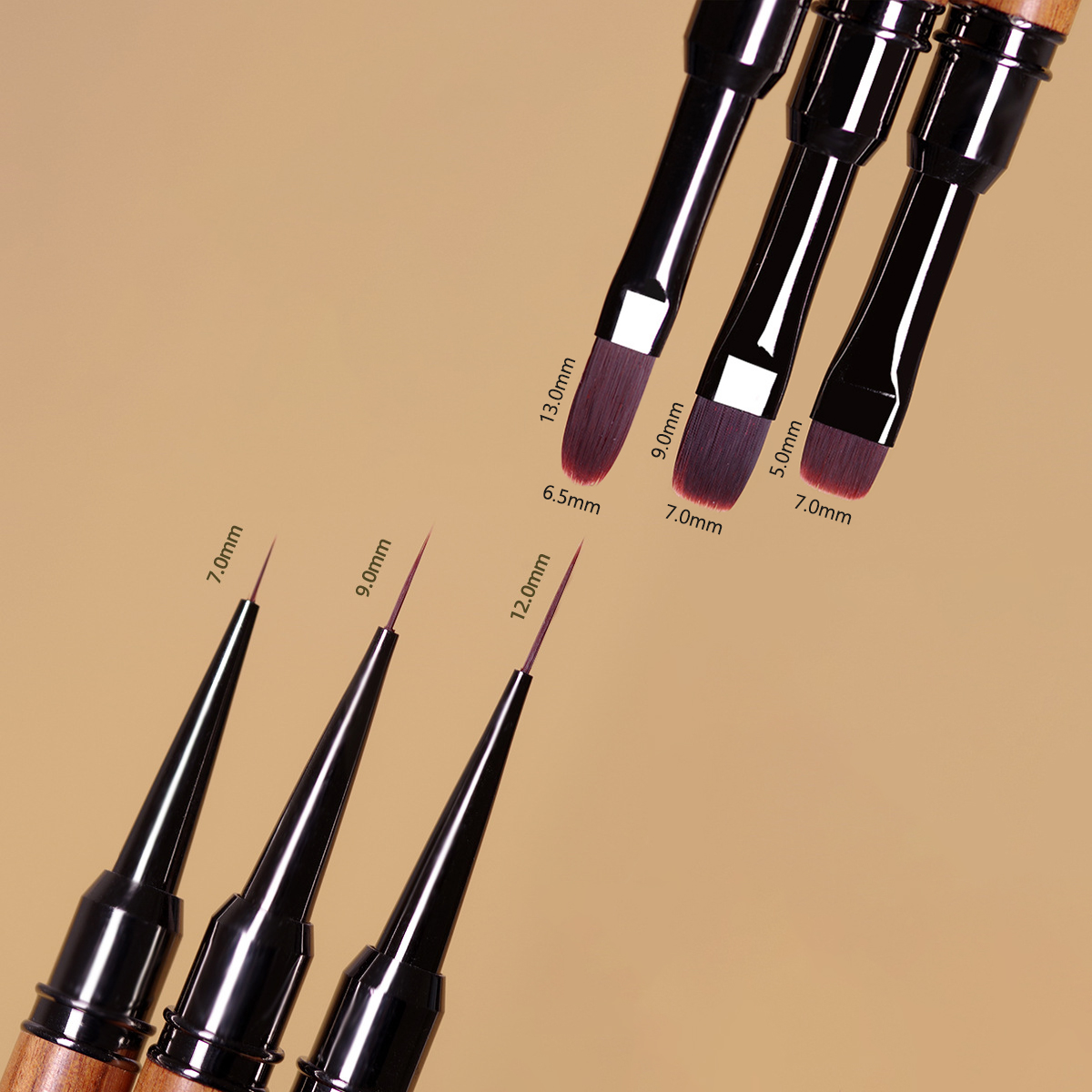Двосторонній пензлик Nail Brush (лайнер 7 мм та прямий 9*7 мм) - Зображення 2