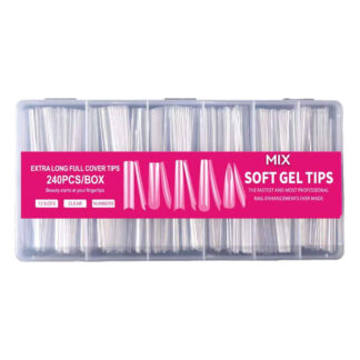 Гелеві тіпси для нарощування нігтів прозорі MIX Soft Gel Tips , 240 шт