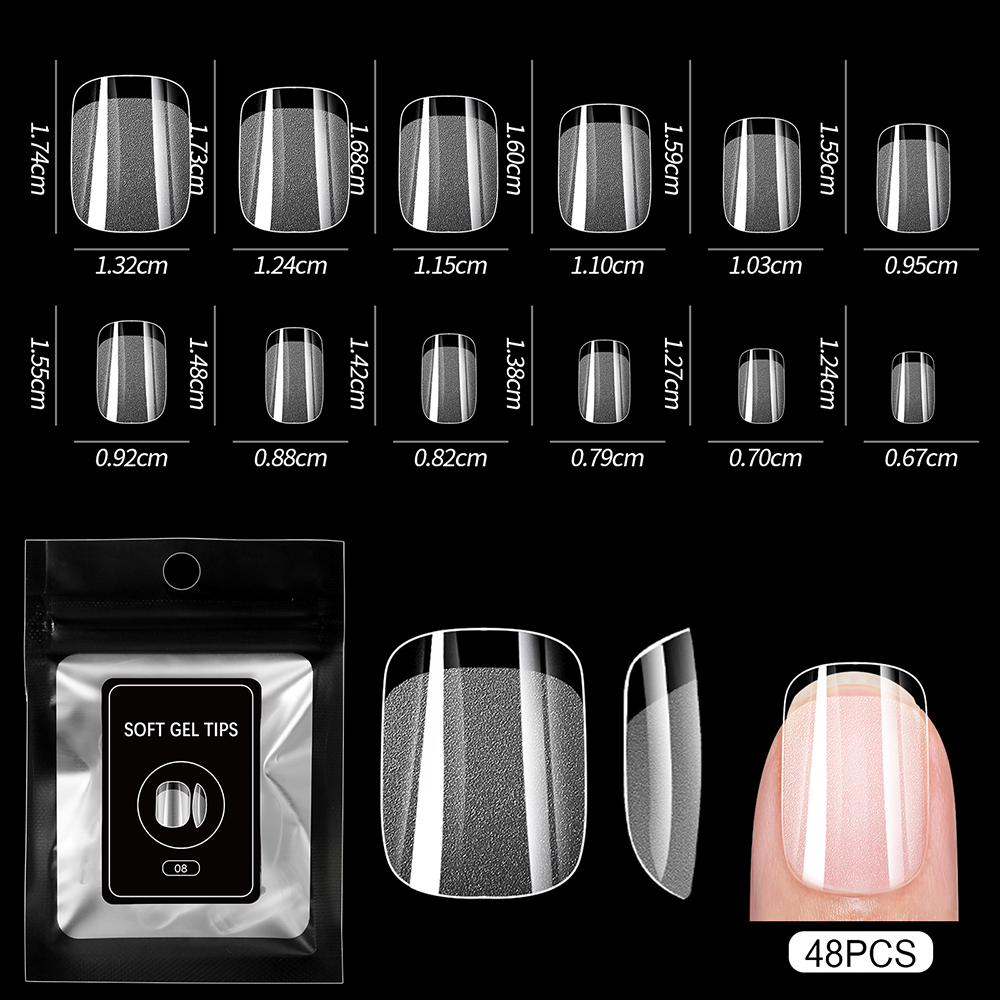 Гелеві тіпси напівматові Soft Gel Tips 48 шт, 08