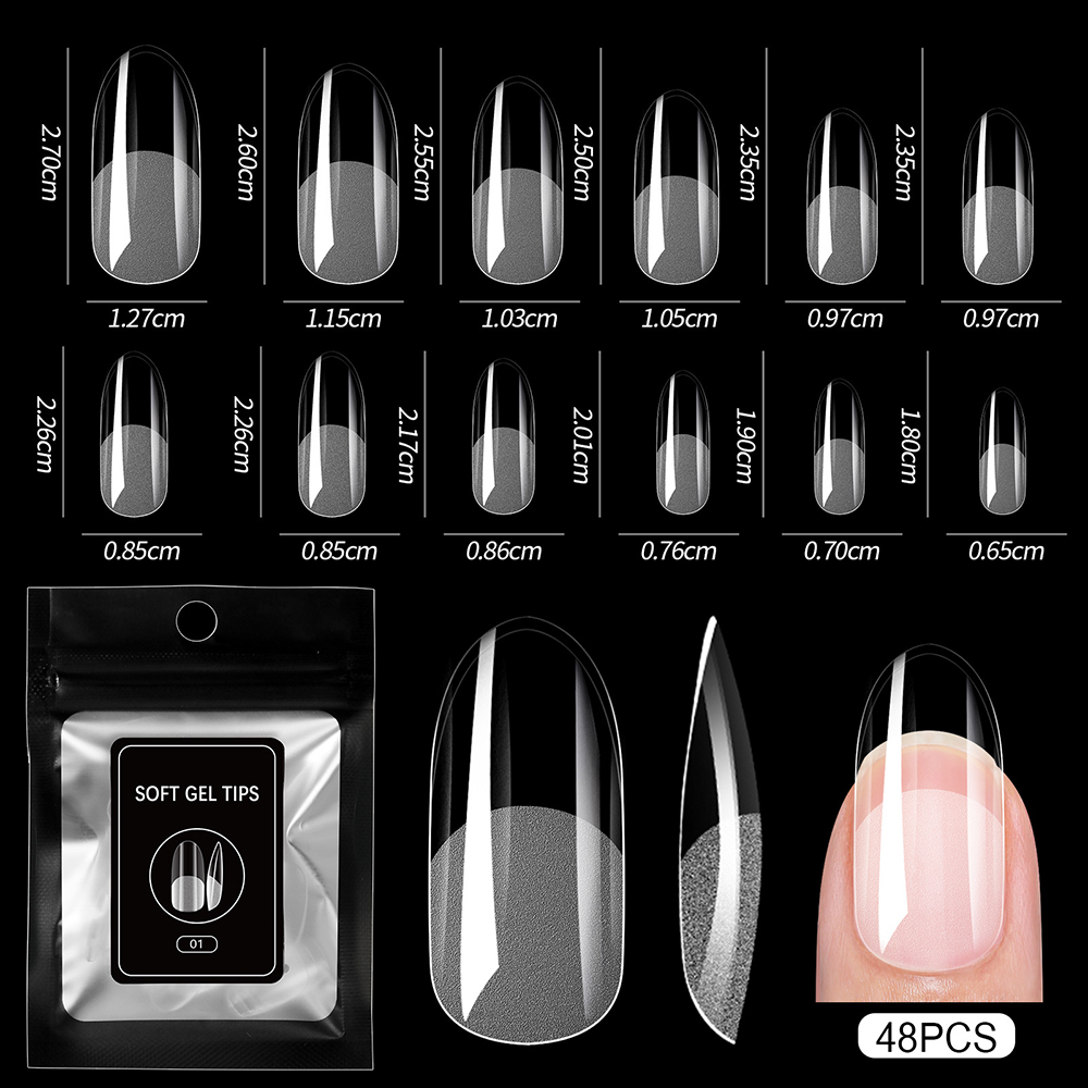 Гелеві тіпси напівматові Soft Gel Tips 48 шт, 01