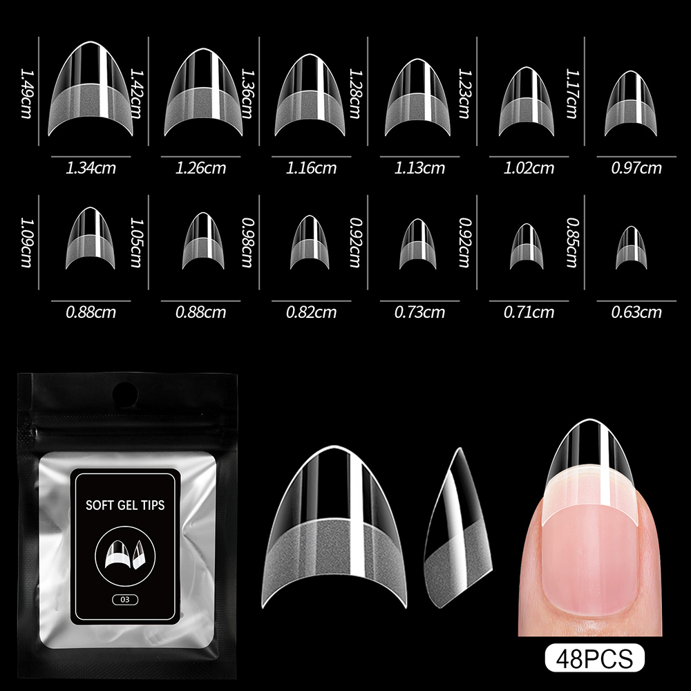 Гелеві тіпси напівматові Soft Gel Tips 48 шт, 03