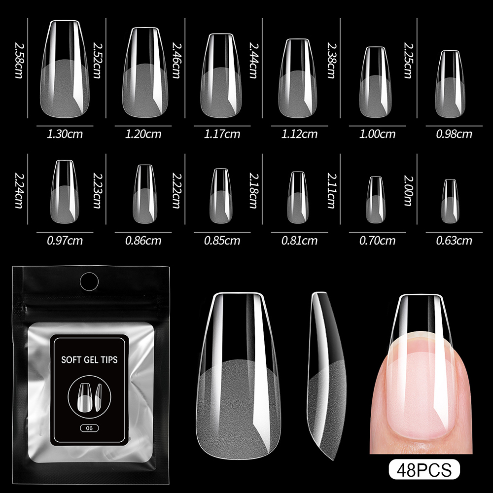 Гелеві тіпси напівматові Soft Gel Tips 48 шт, 06