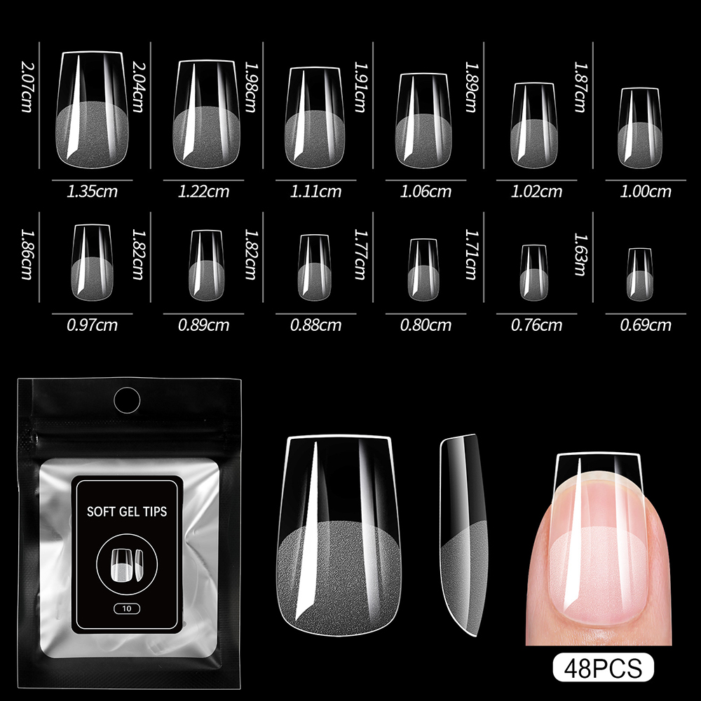 Гелеві тіпси напівматові Soft Gel Tips 48 шт, 10