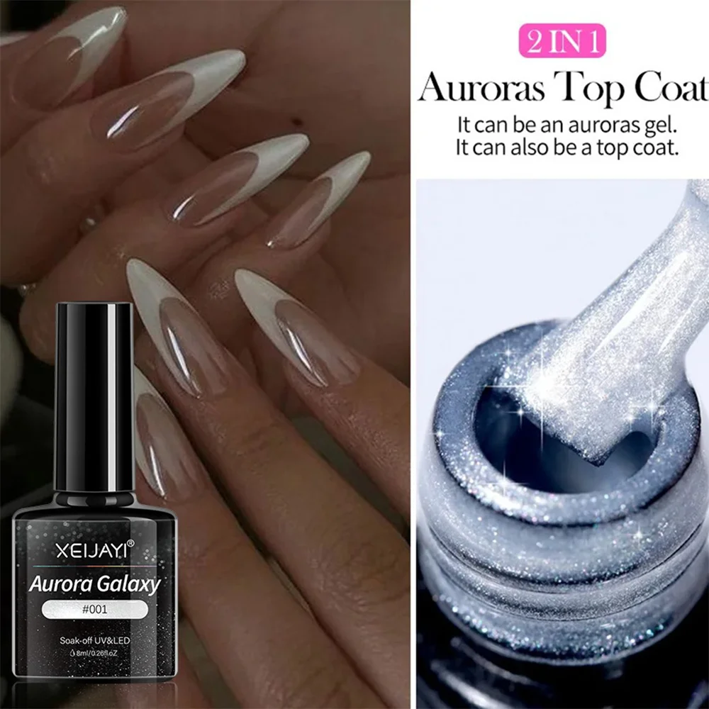 Гель-лак XEIJAYI 2in1 Aurora Galaxy (Top Coat & Gel Polish) 001, 8 мл - Зображення 2