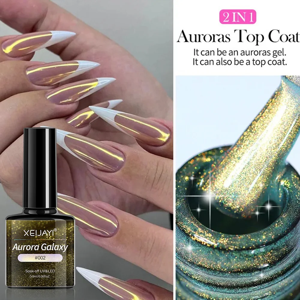 Гель-лак XEIJAYI 2in1 Aurora Galaxy (Top Coat & Gel Polish) 002, 8 мл - Зображення 2