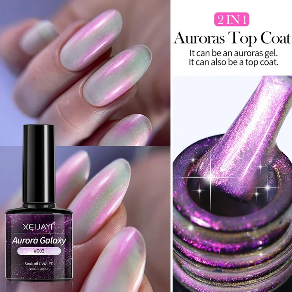 Гель-лак XEIJAYI 2in1 Aurora Galaxy (Top Coat & Gel Polish) 003, 8 мл - Зображення 2