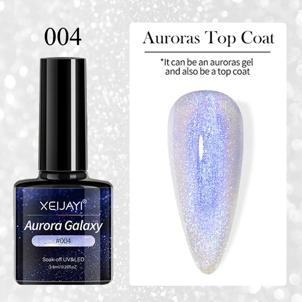 Гель-лак XEIJAYI 2in1 Aurora Galaxy (Top Coat & Gel Polish) 004, 8 мл