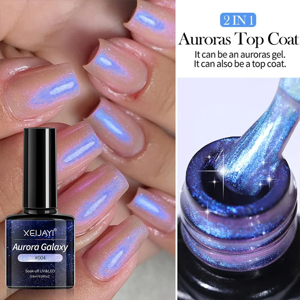 Гель-лак XEIJAYI 2in1 Aurora Galaxy (Top Coat & Gel Polish) 004, 8 мл - Зображення 2