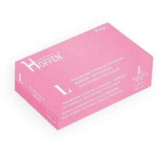 Нітрилові рукавички Hoffen Light Pink розмір L 3.5 г (100 шт), світло-рожеві