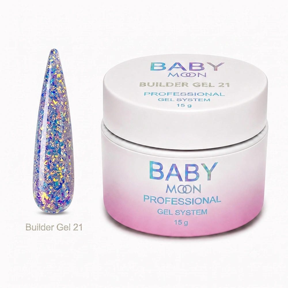 Гель для нарощування Baby Moon Glitter Builder Gel №21, 15 мл