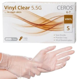 Вінілові рукавички Ceros Vinyl Crear розмір S 5.5 г (100 шт), прозорі